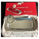 Wm. Rogers & Son Gardenia Pattern Silverplated Flatware with Wood Case & Wm. Rogers Silverplate Cranberry Set