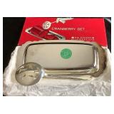 Wm. Rogers & Son Gardenia Pattern Silverplated Flatware with Wood Case & Wm. Rogers Silverplate Cranberry Set