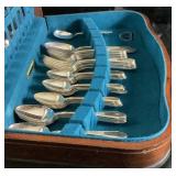 Wm. Rogers & Son Gardenia Pattern Silverplated Flatware with Wood Case & Wm. Rogers Silverplate Cranberry Set