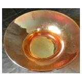 Iridescent Marigold Carnival Glass Wide Bowl 10" and Vintage Pink Depression Round Beehive Footed Low Bowl 6.5"