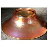 Iridescent Marigold Carnival Glass Wide Bowl 10" and Vintage Pink Depression Round Beehive Footed Low Bowl 6.5"