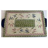 Vintage Fiesta Rimmed Bowls (4) and Temp-tations Ceramic Baker with Lid and Matching Tray