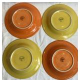 Vintage Fiesta Rimmed Bowls (4) and Temp-tations Ceramic Baker with Lid and Matching Tray