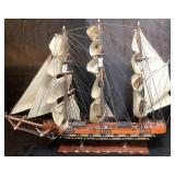Assorted Maritime Memorabilia: Includes Model 1780 Fragata Espanola Tall Ship, Nautical Knot Shadowbox Display, Framed Duluth Tugboat Photo, Pair of Handpainted Isle Royale Teacups