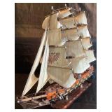 Assorted Maritime Memorabilia: Includes Model 1780 Fragata Espanola Tall Ship, Nautical Knot Shadowbox Display, Framed Duluth Tugboat Photo, Pair of Handpainted Isle Royale Teacups