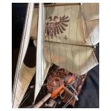 Assorted Maritime Memorabilia: Includes Model 1780 Fragata Espanola Tall Ship, Nautical Knot Shadowbox Display, Framed Duluth Tugboat Photo, Pair of Handpainted Isle Royale Teacups