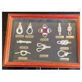Assorted Maritime Memorabilia: Includes Model 1780 Fragata Espanola Tall Ship, Nautical Knot Shadowbox Display, Framed Duluth Tugboat Photo, Pair of Handpainted Isle Royale Teacups