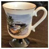 Assorted Maritime Memorabilia: Includes Model 1780 Fragata Espanola Tall Ship, Nautical Knot Shadowbox Display, Framed Duluth Tugboat Photo, Pair of Handpainted Isle Royale Teacups