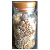 Decorative Rocks, Agates, Shells and Stone Sphere on Brass Pedestal Bundle