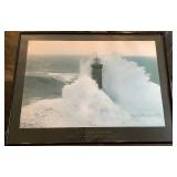 Collection of Framed Maritime Prints and Books - Includes: Le Siecle du Belem by Philip Plisson (30" x 41.5"), 2 Vintage Paint By Number Tall Ship Prints (16.75"W x 12.75"H),  Lighthouse Print by Jean