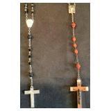 Collection of Catholic Vintage Items: Includes: Vintage Last Rites Sliding Crucifix, 2 Rosaries from Lourdes, France, Small Wall Crusifix, Vintage Boxed Catholic Bible - 1951 Papal Edition
