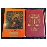 Collection of Catholic Vintage Items: Includes: Vintage Last Rites Sliding Crucifix, 2 Rosaries from Lourdes, France, Small Wall Crusifix, Vintage Boxed Catholic Bible - 1951 Papal Edition