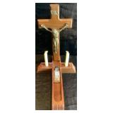 Collection of Catholic Vintage Items: Includes: Vintage Last Rites Sliding Crucifix, 2 Rosaries from Lourdes, France, Small Wall Crusifix, Vintage Boxed Catholic Bible - 1951 Papal Edition