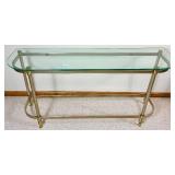 Vintage Glass and Brass Console Table and End Table