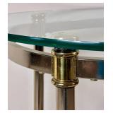 Vintage Glass and Brass Console Table and End Table