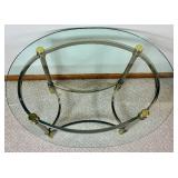 Vintage Glass and Brass Console Table and End Table