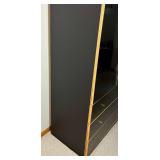 Vintage Bauhaus Lacquer Armoire and 3 Drawer Nightstand with Black Lamp