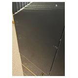 Vintage Bauhaus Lacquer Armoire and 3 Drawer Nightstand with Black Lamp