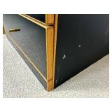 Vintage Bauhaus Lacquer Armoire and 3 Drawer Nightstand with Black Lamp