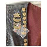 Vintage Womens Leather Riding Vest with Collector Pins Size Medium