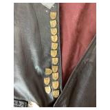 Vintage Womens Leather Riding Vest with Collector Pins Size Medium