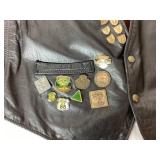 Vintage Womens Leather Riding Vest with Collector Pins Size Medium