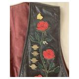 Vintage Womens Leather Riding Vest with Collector Pins Size Medium
