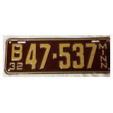 Pair of 1932 Minnesota Licence Plates with Original Mailing Envelope
