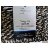 Mainstays Seagrass Basket with Wood...