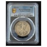 1921-S Walking Liberty Half Dollar PCGS Genuine KEY DATE Only 548,000 Minted