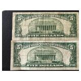 1934 Green Seal $5 Dollar Federal Reserve Notes