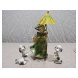 Vintage Figurine Set: Lady with Poodles