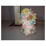 Vintage Porcelain Rose Floral Cluster Accent Lamp - Hand-Painted 3D Flowers