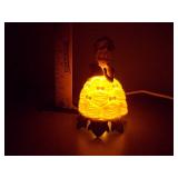 Vintage Porcelain Southern Belle Accent Lamp - Yellow Ruffled Gown with Gold Accents