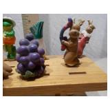 Antique Figural Cheese Knife Set & Wood Stand