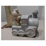 Vintage Bear on Train Musical Porcelain Figurine