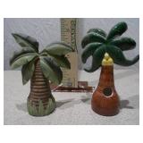 Set of 2 Vintage Ceramic Palm Tree Figurines