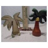 Set of 2 Vintage Ceramic Palm Tree Figurines