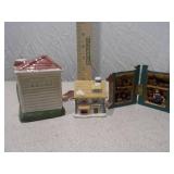 Set of 3 Vintage Miniature Ceramic House Figurines - Village Collection