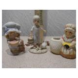 Set of 3 Vintage Porcelain Figurines - Children and "Girl with Watering Can"