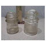 Set of 2 Vintage Glass Electrical Insulators - Pyrex and Hemingray