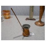 Vintage Copper Decor Set - Bud Vase and Turkish Coffee Pot (Cezve)