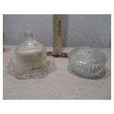 Set of 2 Vintage Glass Dishes with Lids