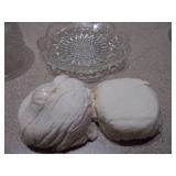 Set of 2 Vintage Glass Dishes with Lids