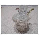 Vintage Glass Honey Pot and Golden Spoon Set