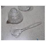 Vintage Glass Honey Pot and Golden Spoon Set