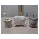 Royal Worcester Porcelain Egg Coddler and Miniature Decorative Lot