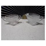 Vintage Glass Cream and Sugar Set - Sawtooth Edge