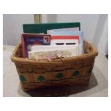 Large Lot of Assorted Greeting Cards and Gift Bags with Woven Basket