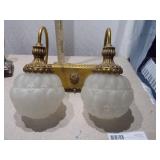 Vintage 2-Light Hollywood Regency Wall Sconce - Frosted Glass Globes